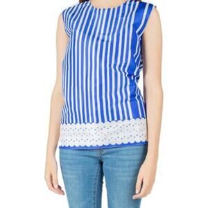 Maison Rabih Kayrouz Sleeveless Boxy Printed Top - Stripes - Blue M